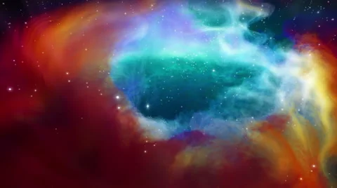 Journey around and through nebula and stars - low angle, real 3D volumetrics Stock Footage