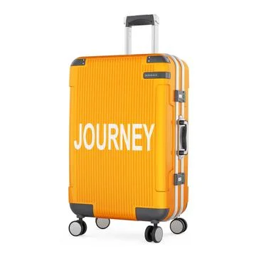 Journey concept with suitcase. 3D rendering Illustration