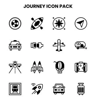 Journey DuoTone Bundle Icons Pack Stock Illustration
