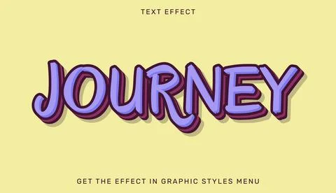 Journey editable text effect in 3d style Stock Illustration