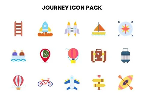 Journey Flat Bundle Icons Pack Illustrazione stock