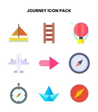 Journey Flat Icons Pack Stock Illustration
