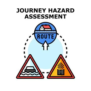Journey hazard assessment evaluating road safety and risks 库存插图