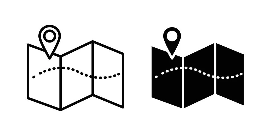 Journey icon silhouette vector set. thin line pack Stock Illustration
