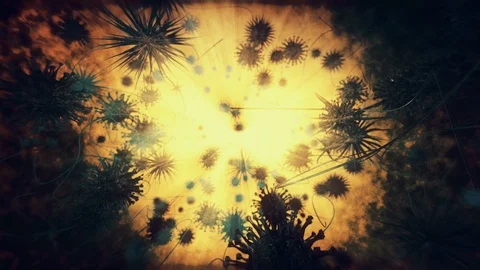 Journey inside the human immune system with virus and cells. Loop Video stock 103187716