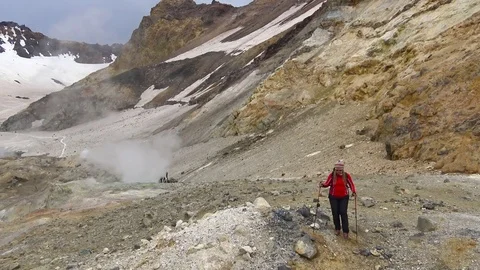 Journey to Kamchatka Peninsula. The surrounding area of Mutnovsky volcano. Stock Footage