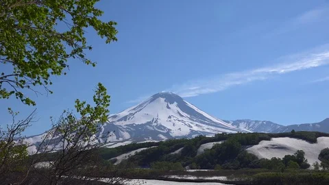 Journey to Kamchatka Peninsula. Valley of Avachinsky volcanoes. Stock Footage