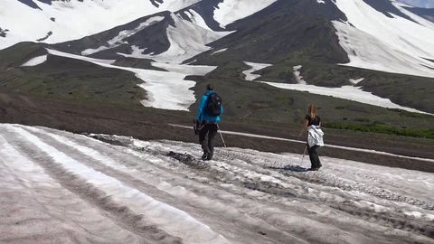 Journey to Kamchatka Peninsula. Valley of Koryaksky and Avachinsky volcanoes. Stock Footage