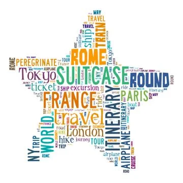 Journey Keywords Tag Cloud    - vector illustration 스톡 일러스트