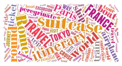 Journey Keywords Tag Cloud    - vector illustration 스톡 일러스트