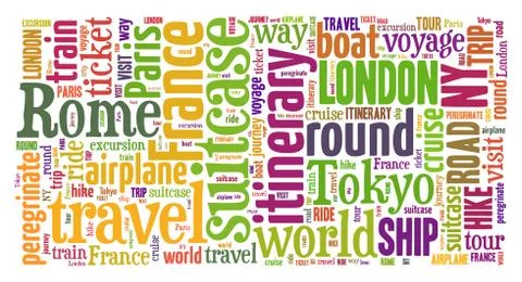 Journey Keywords Tag Cloud    - vector illustration 스톡 일러스트