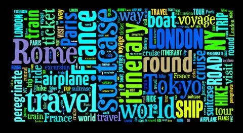 Journey Keywords Tag Cloud    - vector illustration Illustrazione stock