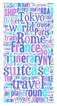 Journey Keywords Tag Cloud    - vector illustration Illustrazione stock