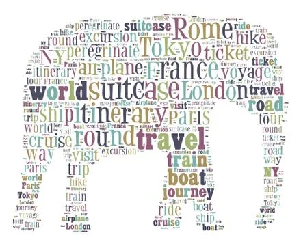 Journey Keywords Tag Cloud    - vector illustration Stock Illustration