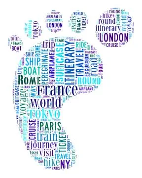 Journey Keywords Tag Cloud    - vector illustration Stock Illustration