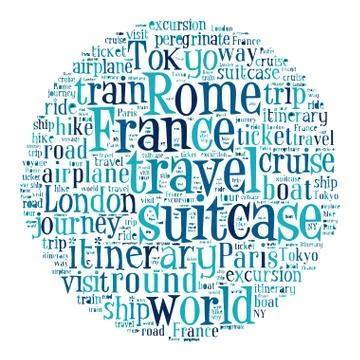 Journey Keywords Tag Cloud    - vector illustration Stock Illustration