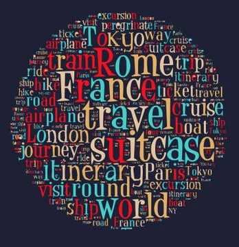 Journey Keywords Tag Cloud    - vector illustration Stock Illustration