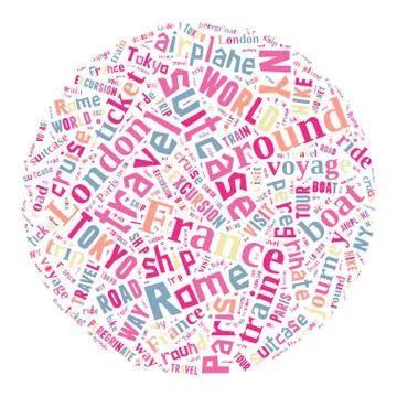 Journey Keywords Tag Cloud    - vector illustration 스톡 일러스트