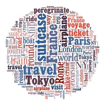 Journey Keywords Tag Cloud    - vector illustration 스톡 일러스트