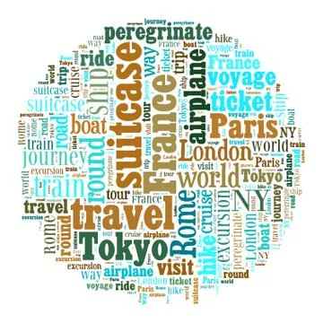 Journey Keywords Tag Cloud    - vector illustration Illustrazione stock