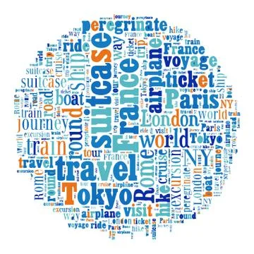 Journey Keywords Tag Cloud    - vector illustration 스톡 일러스트