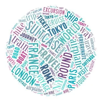 Journey Keywords Tag Cloud    - vector illustration Stock Illustration