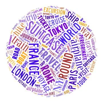 Journey Keywords Tag Cloud    - vector illustration 스톡 일러스트