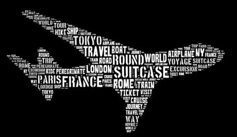 Journey Keywords Tag Cloud    - vector illustration 스톡 일러스트