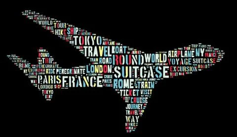 Journey Keywords Tag Cloud    - vector illustration 스톡 일러스트