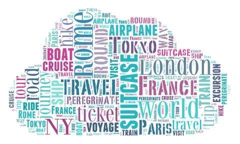 Journey Keywords Tag Cloud    - vector illustration Stock-Illustration