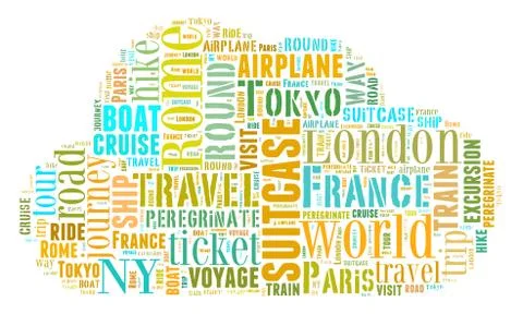 Journey Keywords Tag Cloud    - vector illustration Stock Illustration