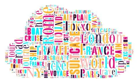 Journey Keywords Tag Cloud    - vector illustration Stock-Illustration