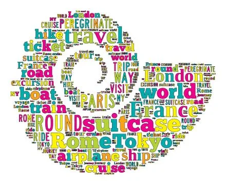 Journey Keywords Tag Cloud    - vector illustration 스톡 일러스트