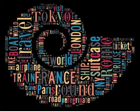 Journey Keywords Tag Cloud    - vector illustration 스톡 일러스트