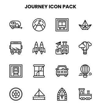 Journey Line Bundle Icons Pack Illustrazione stock