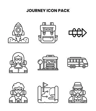 Journey Line Graphics Icons Pack Illustrazione stock