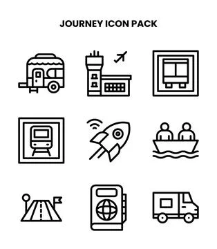 Journey Line Vector Icons Pack Stock Illustration