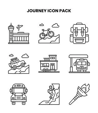 Journey Line Vector Icons Pack Stock-Illustration