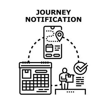 Journey notification receiving update and schedule planning Stock Illustration