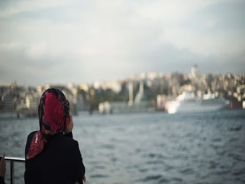 Journey over the Bosphorus River Stock Footage 80276840