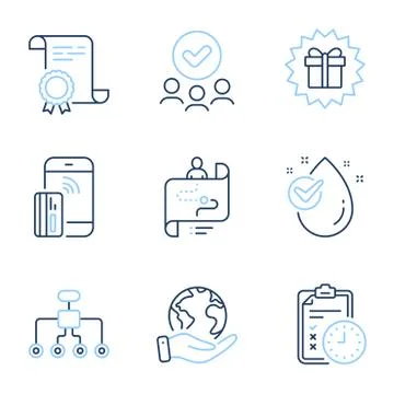 Journey path, Exam time and Contactless payment icons set. Water drop Stock Illustration