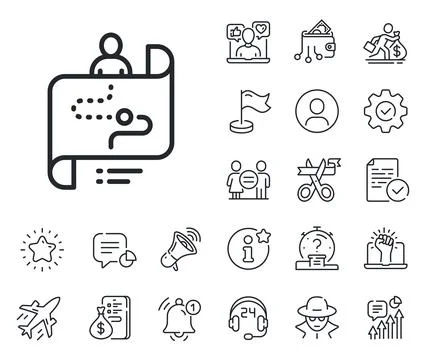 Journey path map line icon. Project process sign. Salaryman, gender equality and Stock Illustration