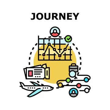 Journey planning navigating progress and destination achievement Stock Illustration
