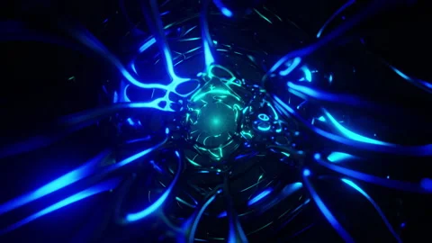 Journey Through the Blue Organic Sci-Fi Tunnel 3D Loop Animation Stock Footage 272630971