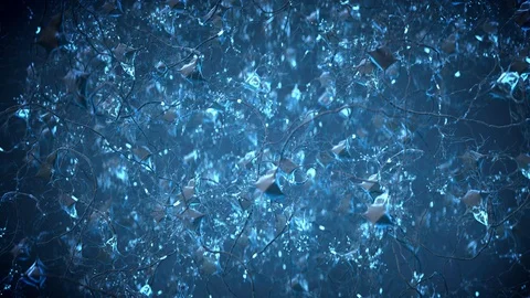 Journey through brain and network of neuron cells and synapses. Stock Footage 117935594