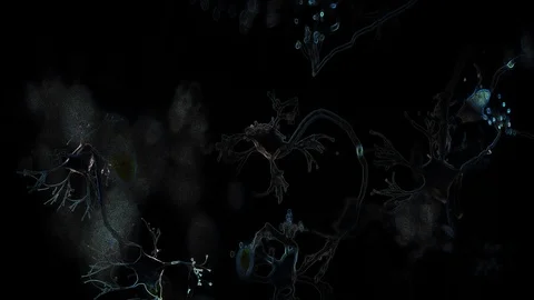 Journey through brain and network of neuron cells and synapses. Stock Footage 117935625