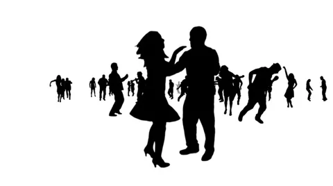 Journey through dancing silhouettes. Stock Footage 32299434