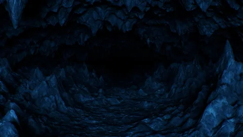 Journey Through Deep Dark Rocky Cave With Stalactites And Stalagmites Stock-Footage 242496434