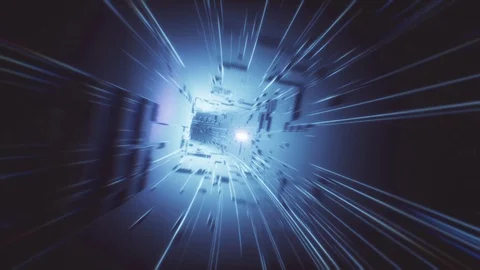 Journey through a futuristic neon tunnel. Seamless loop 3d animation. High speed Stock Footage