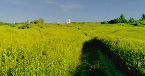 Journey through the Golden Ring. Drone flying under Orthodox cathedral, green 動画素材 82359587